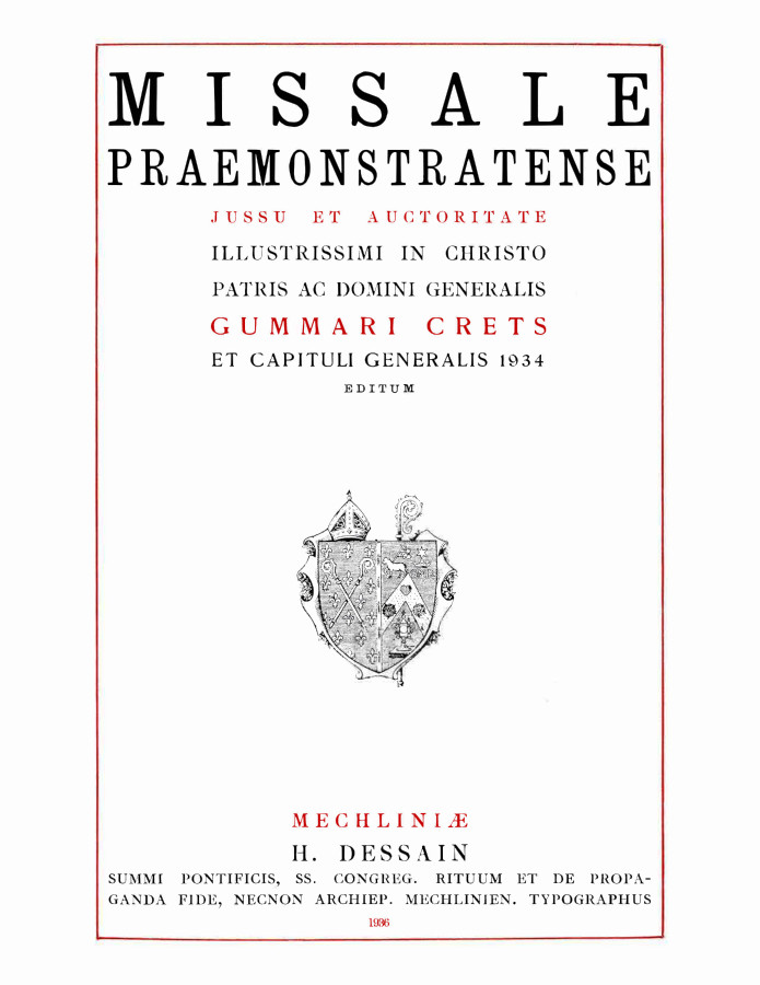 Missale Praemonstratense 1933